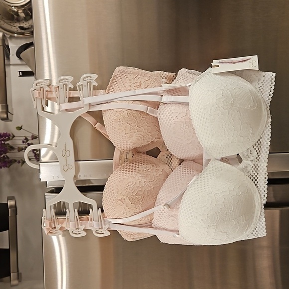 💕JESSICA SIMPSON💕 Padded Push Up Balconette Bras 3 Pk Pink White Nude 36C NWT - Picture 1 of 16